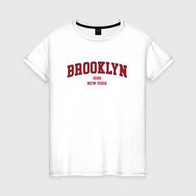 Женская футболка хлопок с принтом Brooklyn New York в Курске, 100% хлопок | прямой крой, круглый вырез горловины, длина до линии бедер, слегка спущенное плечо | 