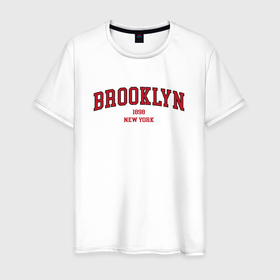 Мужская футболка хлопок с принтом Brooklyn New York в Екатеринбурге, 100% хлопок | прямой крой, круглый вырез горловины, длина до линии бедер, слегка спущенное плечо. | Тематика изображения на принте: 