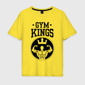 Мужская футболка хлопок Oversize с принтом Gym kings , 100% хлопок | свободный крой, круглый ворот, “спинка” длиннее передней части | Тематика изображения на принте: 