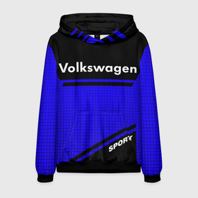 Мужская толстовка 3D с принтом Volkswagen sport blue в Санкт-Петербурге, 100% полиэстер | двухслойный капюшон со шнурком для регулировки, мягкие манжеты на рукавах и по низу толстовки, спереди карман-кенгуру с мягким внутренним слоем. | 