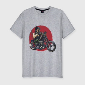 Мужская футболка хлопок Slim с принтом Biker red sun в Белгороде, 92% хлопок, 8% лайкра | приталенный силуэт, круглый вырез ворота, длина до линии бедра, короткий рукав | 