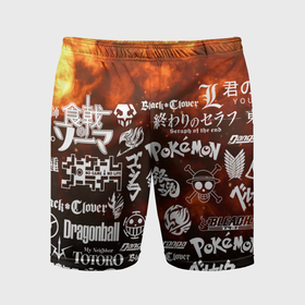 Мужские шорты спортивные с принтом Огненные аниме паттерн ,  |  | 
