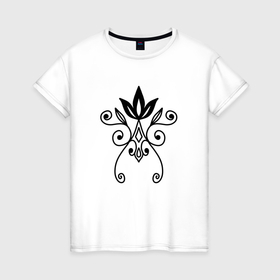 Женская футболка хлопок с принтом Готический вензель в Белгороде, 100% хлопок | прямой крой, круглый вырез горловины, длина до линии бедер, слегка спущенное плечо | 