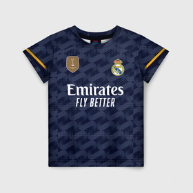 Детская футболка 3D с принтом Винисиус Жуниор Реал Мадрид форма 23 24 гостевая в Кировске, 100% гипоаллергенный полиэфир | прямой крой, круглый вырез горловины, длина до линии бедер, чуть спущенное плечо, ткань немного тянется | 