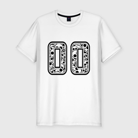 Мужская футболка хлопок Slim с принтом Год рождения номер 00 в Екатеринбурге, 92% хлопок, 8% лайкра | приталенный силуэт, круглый вырез ворота, длина до линии бедра, короткий рукав | 