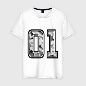 Мужская футболка хлопок с принтом Год рождения номер регион 01 в Санкт-Петербурге, 100% хлопок | прямой крой, круглый вырез горловины, длина до линии бедер, слегка спущенное плечо. | 