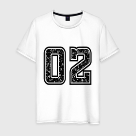 Мужская футболка хлопок с принтом Год рождения номер регион 02 в Екатеринбурге, 100% хлопок | прямой крой, круглый вырез горловины, длина до линии бедер, слегка спущенное плечо. | 