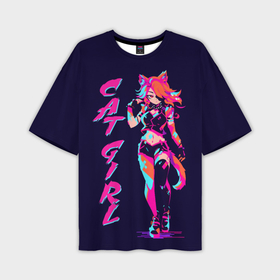 Мужская футболка oversize 3D Девушка кошка: в городе Новоалтайск,  |  |