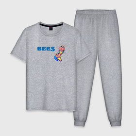 Мужская пижама хлопок с принтом Пчелки в Курске, 100% хлопок | брюки и футболка прямого кроя, без карманов, на брюках мягкая резинка на поясе и по низу штанин
 | 
