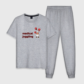 Мужская пижама хлопок с принтом медицинское жонглирование в Санкт-Петербурге, 100% хлопок | брюки и футболка прямого кроя, без карманов, на брюках мягкая резинка на поясе и по низу штанин
 | 