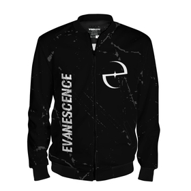 Мужской бомбер 3D с принтом Evanescence glitch на темном фоне: надпись, символ в Курске, 100% полиэстер | застегивается на молнию, по бокам два кармана без застежек, по низу бомбера и на воротнике - эластичная резинка | 