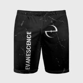 Мужские шорты спортивные с принтом Evanescence glitch на темном фоне: надпись, символ в Екатеринбурге,  |  | 
