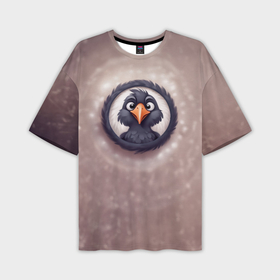 Мужская футболка oversize 3D с принтом Забавный черный ворон в Кировске,  |  | Тематика изображения на принте: 