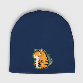 Мужская шапка демисезонная с принтом Толстый тигр в Кировске,  |  | Тематика изображения на принте: 