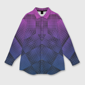 Мужская рубашка oversize 3D с принтом Пурпурно синий геометрический узор в Екатеринбурге,  |  | 