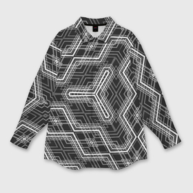 Мужская рубашка oversize 3D с принтом Черно белый ассеметричный узор в Петрозаводске,  |  | 