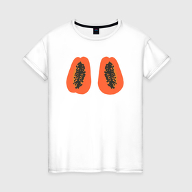 Женская футболка хлопок с принтом Папайи в Екатеринбурге, 100% хлопок | прямой крой, круглый вырез горловины, длина до линии бедер, слегка спущенное плечо | 