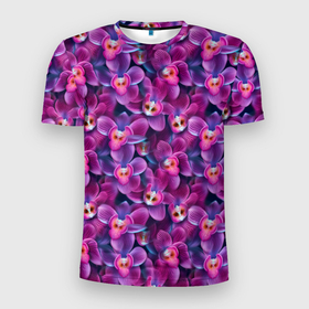 Мужская футболка 3D Slim с принтом Орхидея  цветы в Курске, 100% полиэстер с улучшенными характеристиками | приталенный силуэт, круглая горловина, широкие плечи, сужается к линии бедра | 