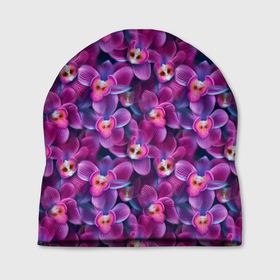 Шапка 3D с принтом Орхидея  цветы в Тюмени, 100% полиэстер | универсальный размер, печать по всей поверхности изделия | 