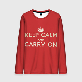 Мужской лонгслив 3D с принтом Keep Calm and Carry On в Петрозаводске, 100% полиэстер | длинные рукава, круглый вырез горловины, полуприлегающий силуэт | Тематика изображения на принте: 