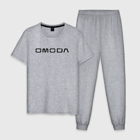 Мужская пижама хлопок с принтом Omoda big black logo в Белгороде, 100% хлопок | брюки и футболка прямого кроя, без карманов, на брюках мягкая резинка на поясе и по низу штанин
 | 