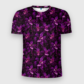 Мужская футболка 3D Slim с принтом Фиолетовая      орхидея в Курске, 100% полиэстер с улучшенными характеристиками | приталенный силуэт, круглая горловина, широкие плечи, сужается к линии бедра | 