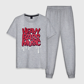 Мужская пижама хлопок с принтом Heavy bass music в Белгороде, 100% хлопок | брюки и футболка прямого кроя, без карманов, на брюках мягкая резинка на поясе и по низу штанин
 | 