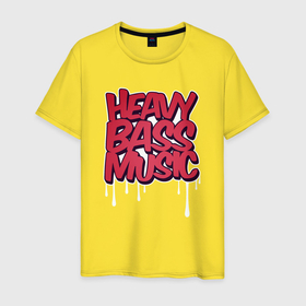 Мужская футболка хлопок с принтом Heavy bass music , 100% хлопок | прямой крой, круглый вырез горловины, длина до линии бедер, слегка спущенное плечо. | 