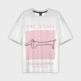 Мужская футболка oversize 3D с принтом Собака   Пабло Пикассо в Тюмени,  |  | 