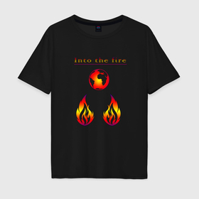 Мужская футболка хлопок Oversize с принтом Into the fire again в Тюмени, 100% хлопок | свободный крой, круглый ворот, “спинка” длиннее передней части | 
