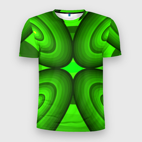 Мужская футболка 3D Slim с принтом Зеленые овалы , 100% полиэстер с улучшенными характеристиками | приталенный силуэт, круглая горловина, широкие плечи, сужается к линии бедра | 