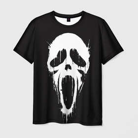 Мужская футболка 3D с принтом Лицо призрака в Тюмени, 100% полиэфир | прямой крой, круглый вырез горловины, длина до линии бедер | 