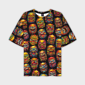 Мужская футболка oversize 3D с принтом Monster burgers   pattern в Екатеринбурге,  |  | Тематика изображения на принте: 