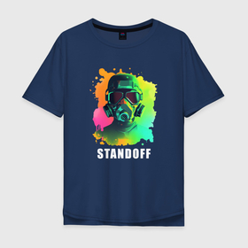 Мужская футболка хлопок Oversize с принтом Standoff   respirator в Кировске, 100% хлопок | свободный крой, круглый ворот, “спинка” длиннее передней части | 