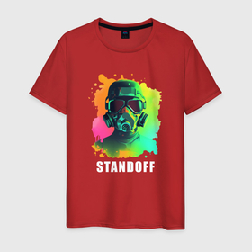 Мужская футболка хлопок с принтом Standoff   respirator в Белгороде, 100% хлопок | прямой крой, круглый вырез горловины, длина до линии бедер, слегка спущенное плечо. | 