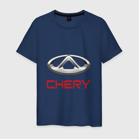 Мужская футболка хлопок с принтом Chery   лого в Петрозаводске, 100% хлопок | прямой крой, круглый вырез горловины, длина до линии бедер, слегка спущенное плечо. | 