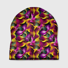 Шапка 3D с принтом Цветная орхидея в Тюмени, 100% полиэстер | универсальный размер, печать по всей поверхности изделия | 