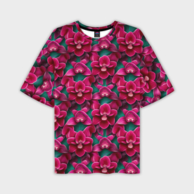 Мужская футболка oversize 3D с принтом Объемная розовая орхидея в Курске,  |  | 