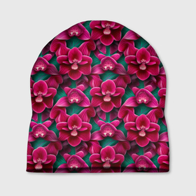 Шапка 3D с принтом Объемная розовая орхидея в Тюмени, 100% полиэстер | универсальный размер, печать по всей поверхности изделия | 