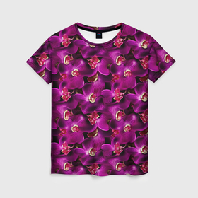 Женская футболка 3D с принтом Розовая объемная  орхидея в Тюмени, 100% полиэфир ( синтетическое хлопкоподобное полотно) | прямой крой, круглый вырез горловины, длина до линии бедер | 