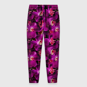 Мужские брюки 3D с принтом Розовая объемная  орхидея в Тюмени, 100% полиэстер | манжеты по низу, эластичный пояс регулируется шнурком, по бокам два кармана без застежек, внутренняя часть кармана из мелкой сетки | 