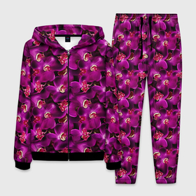 Мужской костюм 3D с принтом Розовая объемная  орхидея в Тюмени, 100% полиэстер | Манжеты и пояс оформлены тканевой резинкой, двухслойный капюшон со шнурком для регулировки, карманы спереди | 