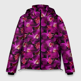 Мужская зимняя куртка 3D с принтом Розовая объемная  орхидея в Тюмени, верх — 100% полиэстер; подкладка — 100% полиэстер; утеплитель — 100% полиэстер | длина ниже бедра, свободный силуэт Оверсайз. Есть воротник-стойка, отстегивающийся капюшон и ветрозащитная планка. 

Боковые карманы с листочкой на кнопках и внутренний карман на молнии. | 