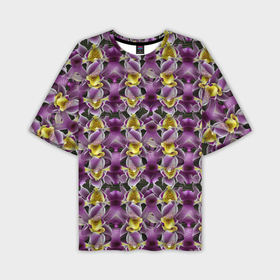 Мужская футболка oversize 3D с принтом Фиолетовая и золотая орхидея в Курске,  |  | 