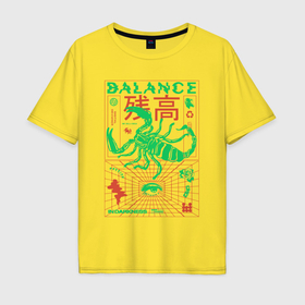 Мужская футболка хлопок Oversize с принтом Balance in darkness в Екатеринбурге, 100% хлопок | свободный крой, круглый ворот, “спинка” длиннее передней части | 