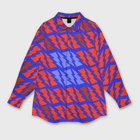 Мужская рубашка oversize 3D с принтом Ретро молнии красно синие в Петрозаводске,  |  | Тематика изображения на принте: 
