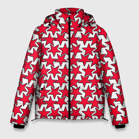 Мужская зимняя куртка 3D с принтом Ретро звёзды красные в Кировске, верх — 100% полиэстер; подкладка — 100% полиэстер; утеплитель — 100% полиэстер | длина ниже бедра, свободный силуэт Оверсайз. Есть воротник-стойка, отстегивающийся капюшон и ветрозащитная планка. 

Боковые карманы с листочкой на кнопках и внутренний карман на молнии. | 