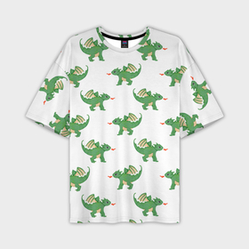 Мужская футболка oversize 3D с принтом Много зелёных драконов ,  |  | 