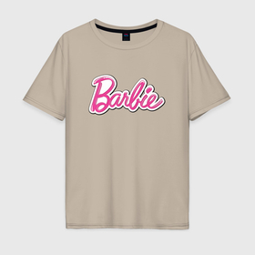 Мужская футболка хлопок Oversize с принтом Barbie title в Санкт-Петербурге, 100% хлопок | свободный крой, круглый ворот, “спинка” длиннее передней части | 