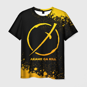 Мужская футболка 3D с принтом Akame ga Kill   gold gradient , 100% полиэфир | прямой крой, круглый вырез горловины, длина до линии бедер | 